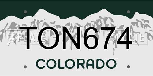 TON674 Colorado License Plate