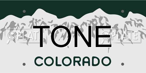 TONE Colorado License Plate