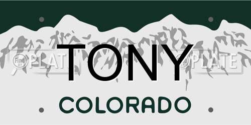TONY Colorado License Plate