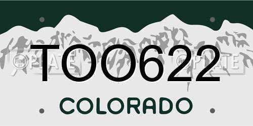 TOO622 Colorado License Plate
