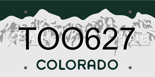 TOO627 Colorado License Plate