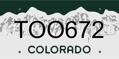 TOO672 Colorado License Plate