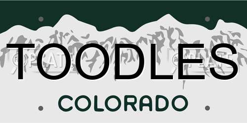 TOODLES Colorado License Plate