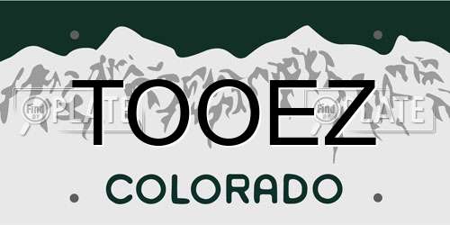 TOOEZ Colorado License Plate
