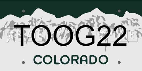 TOOG22 Colorado License Plate