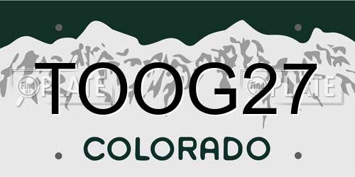 TOOG27 Colorado License Plate