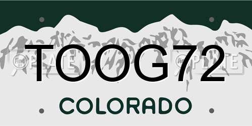 TOOG72 Colorado License Plate