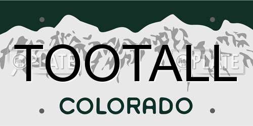 TOOTALL Colorado License Plate