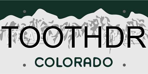 TOOTHDR Colorado License Plate