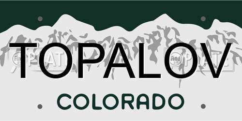 TOPALOV Colorado License Plate