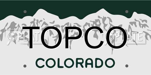 TOPCO Colorado License Plate