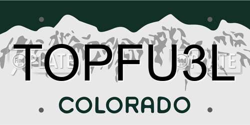 TOPFU3L Colorado License Plate