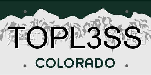 TOPL3SS Colorado License Plate