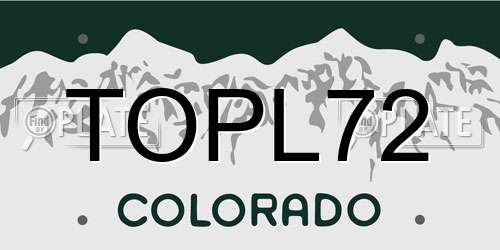 TOPL72 Colorado License Plate