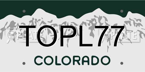 TOPL77 Colorado License Plate