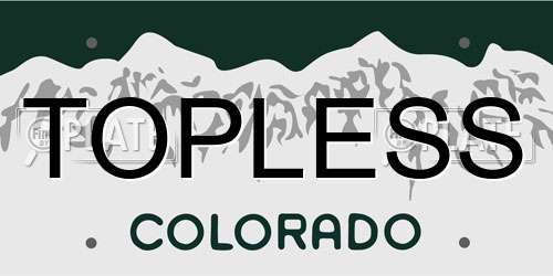 TOPLESS Colorado License Plate