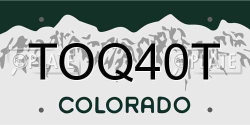 TOQ40T Colorado License Plate