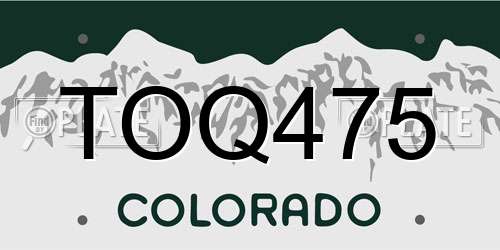 TOQ475 Colorado License Plate