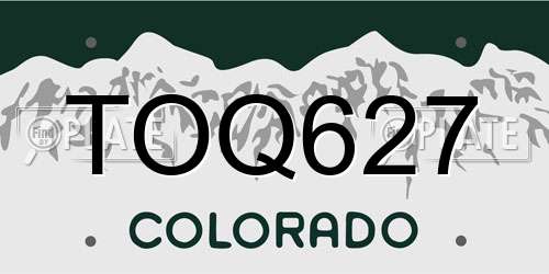 TOQ627 Colorado License Plate
