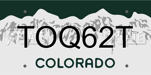 TOQ62T Colorado License Plate