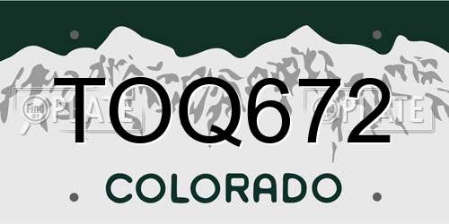TOQ672 Colorado License Plate