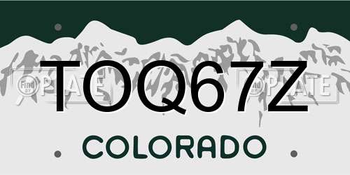 TOQ67Z Colorado License Plate
