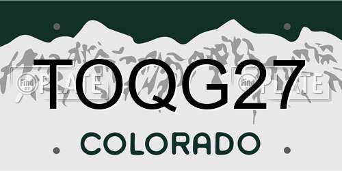 TOQG27 Colorado License Plate
