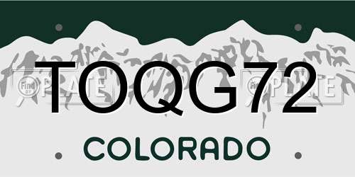 TOQG72 Colorado License Plate