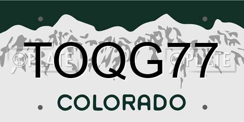 TOQG77 Colorado License Plate