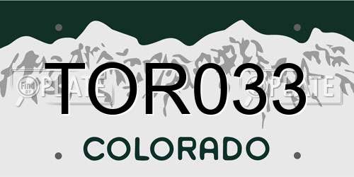 TOR033 Colorado License Plate
