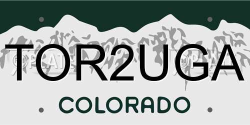 TOR2UGA Colorado License Plate