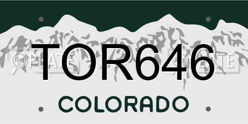TOR646 Colorado License Plate