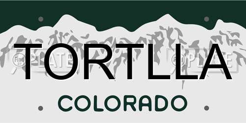 TORTLLA Colorado License Plate
