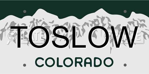TOSLOW Colorado License Plate