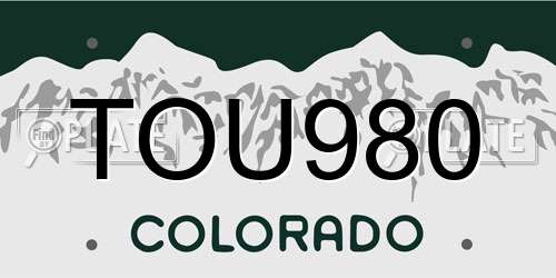 TOU980 Colorado License Plate