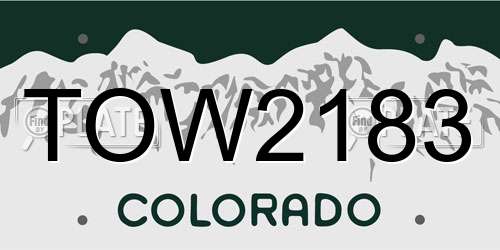TOW2183 Colorado License Plate
