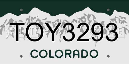 TOY3293 Colorado License Plate