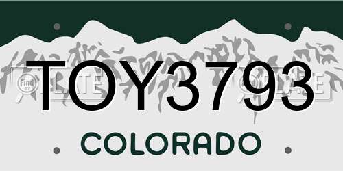 TOY3793 Colorado License Plate