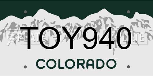 TOY940 Colorado License Plate