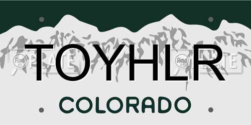 TOYHLR Colorado License Plate