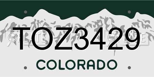 TOZ3429 Colorado License Plate