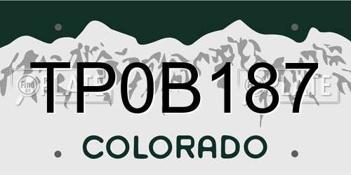 TP0B187 Colorado License Plate