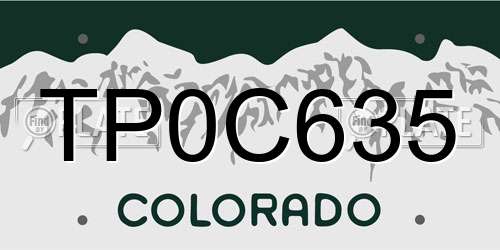 TP0C635 Colorado License Plate