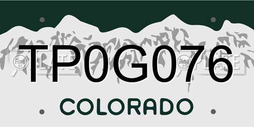 TP0G076 Colorado License Plate