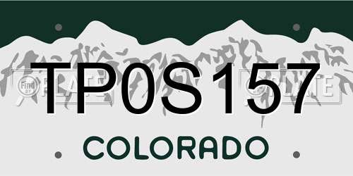 TP0S157 Colorado License Plate