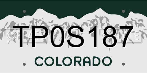TP0S187 Colorado License Plate