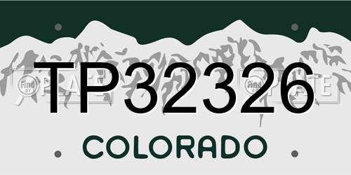 TP32326 Colorado License Plate