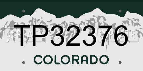 TP32376 Colorado License Plate