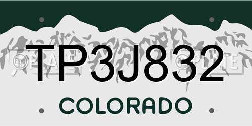 TP3J832 Colorado License Plate