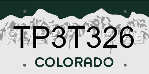 TP3T326 Colorado License Plate